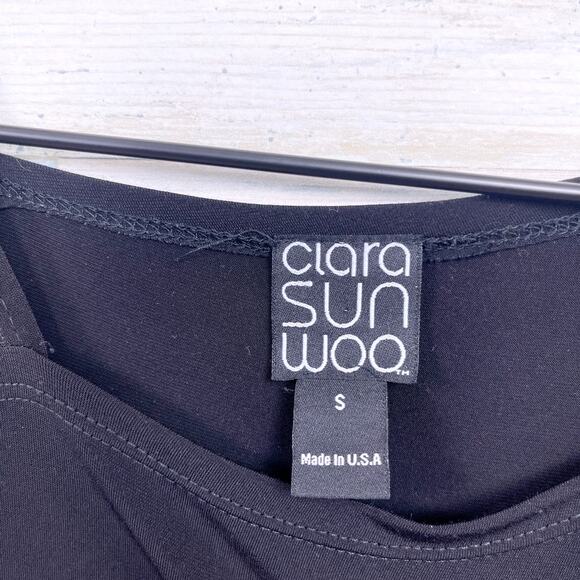 Clara Sun Woo Asymmetric Cold Shoulder Longline Blouse Black Womens Small - Picture 6 of 7